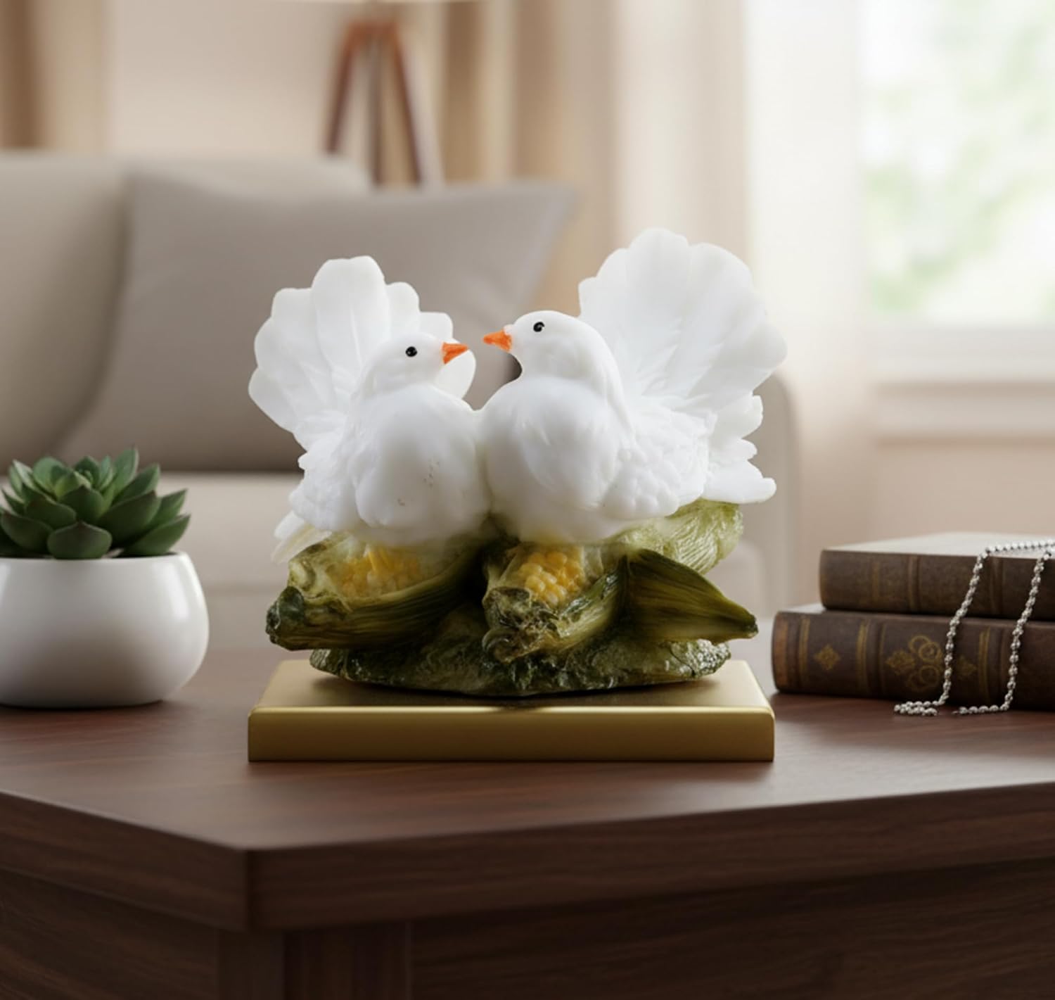 Color White eSplanade Love Birds Showpiece | Bird Statue Romantic Couple Gift Decorative Showpieces Items (White)